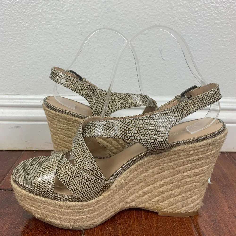 Via Spiga Gold Metallic Leather Espadrille Sandals‎